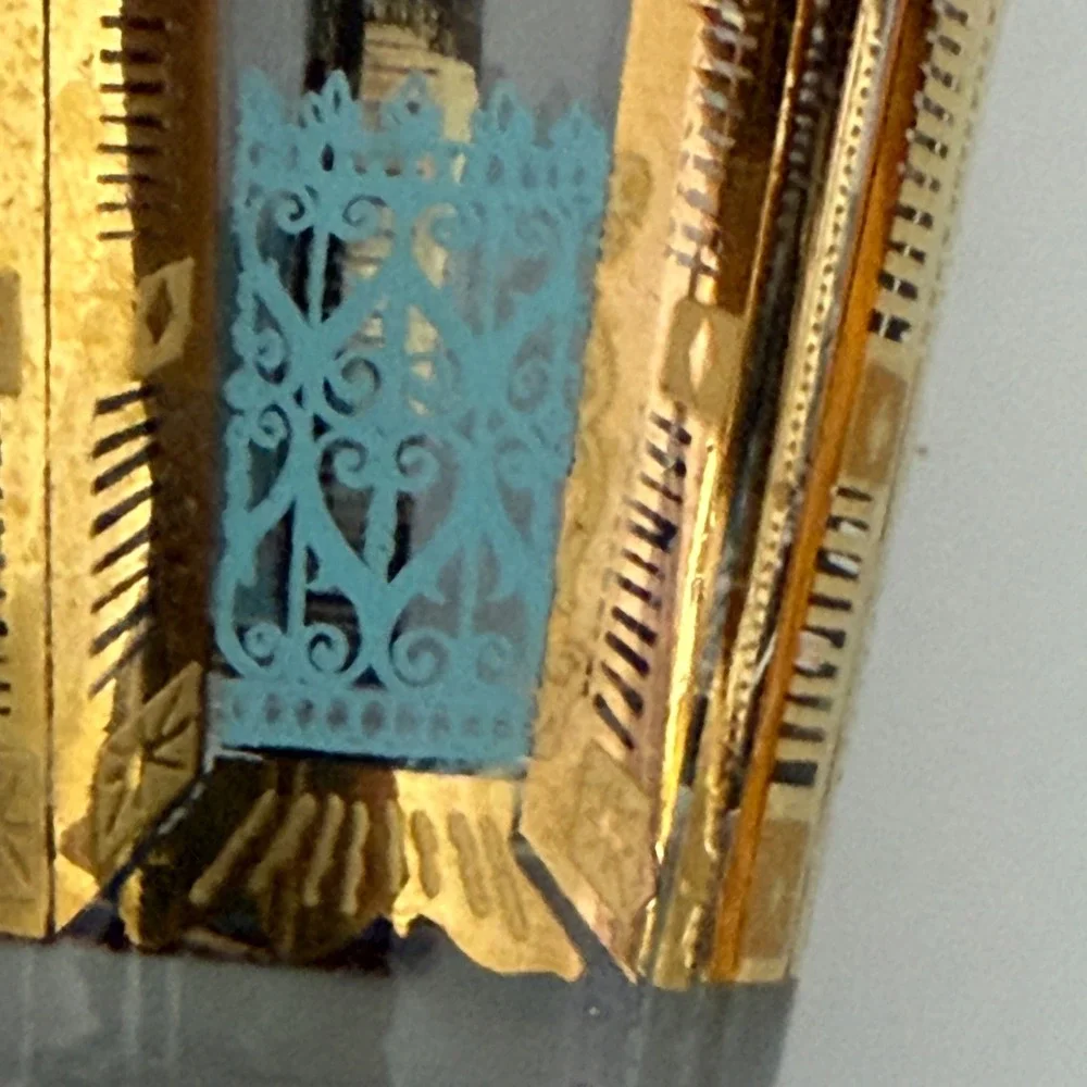 Culver Persia Drinking Glasses Set of 3 Gold Turquoise Blue MCM Barware 4.25